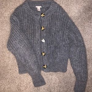 Gray button sweater
